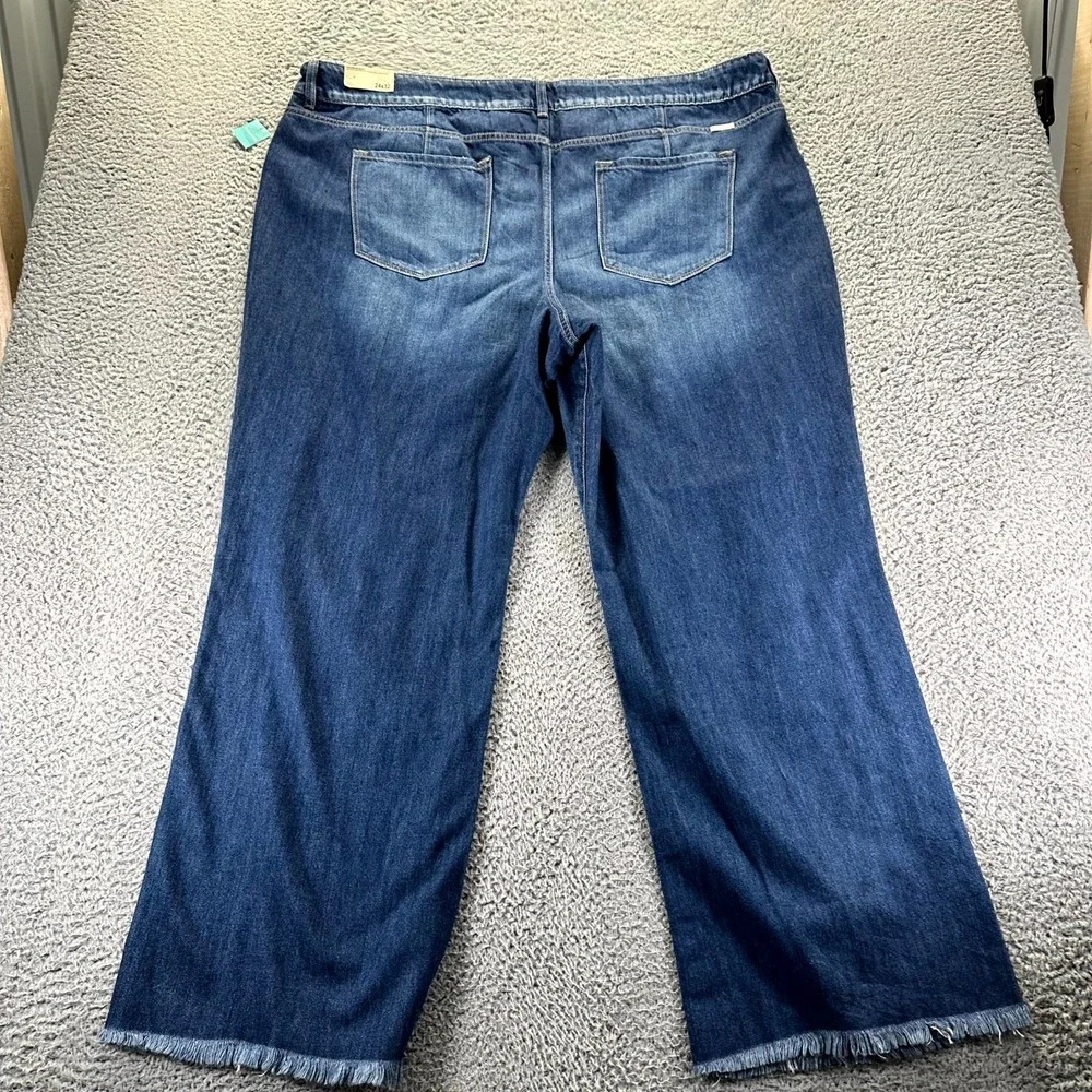 Kancan Jeans Women 24x32 Blue Denim Wide Leg Hi-Rise Distressed Raw Hem NWT - Picture 8 of 13